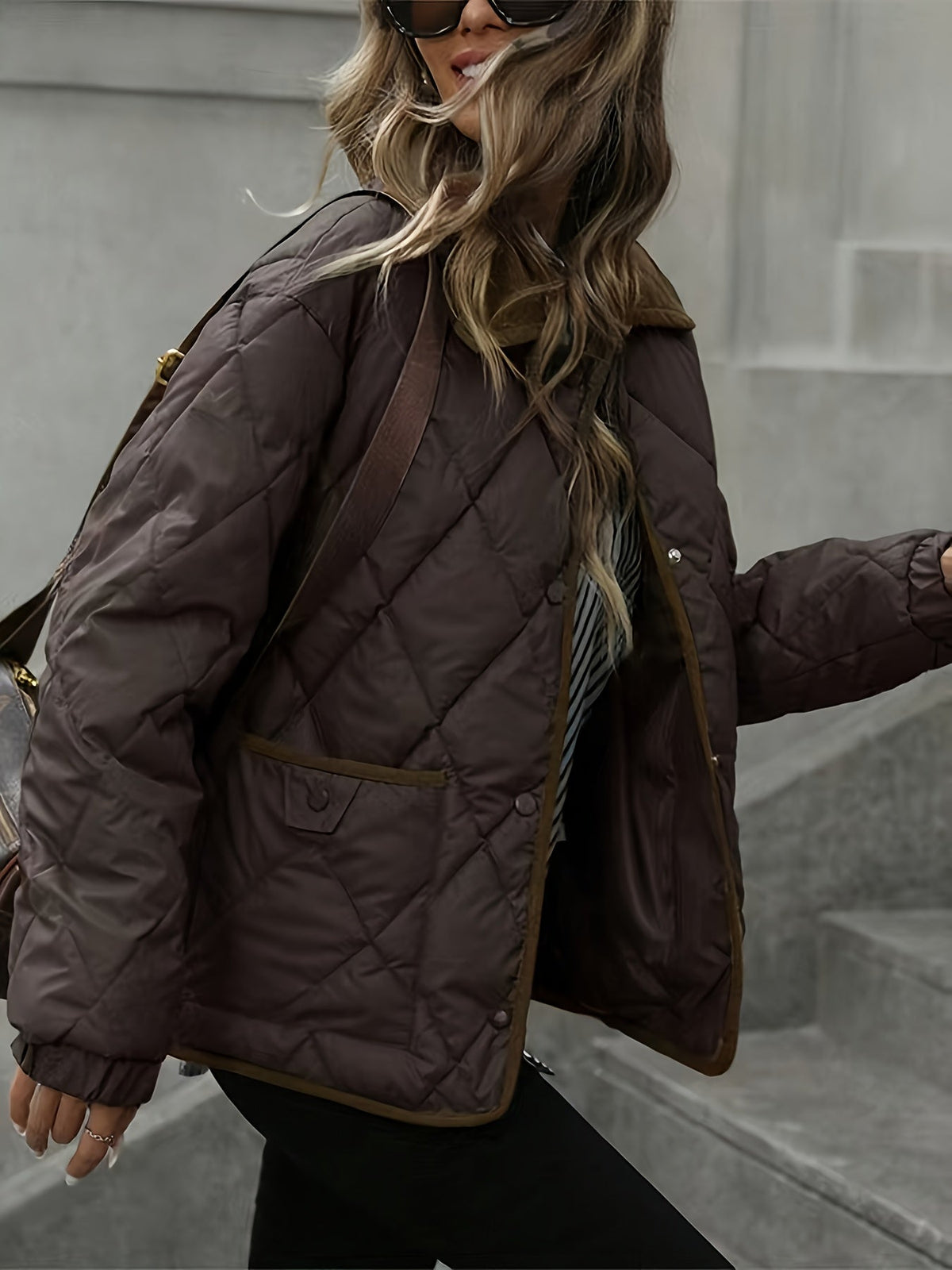Odette | Veste matelassée à col en velours côtelé — Amielle Paris