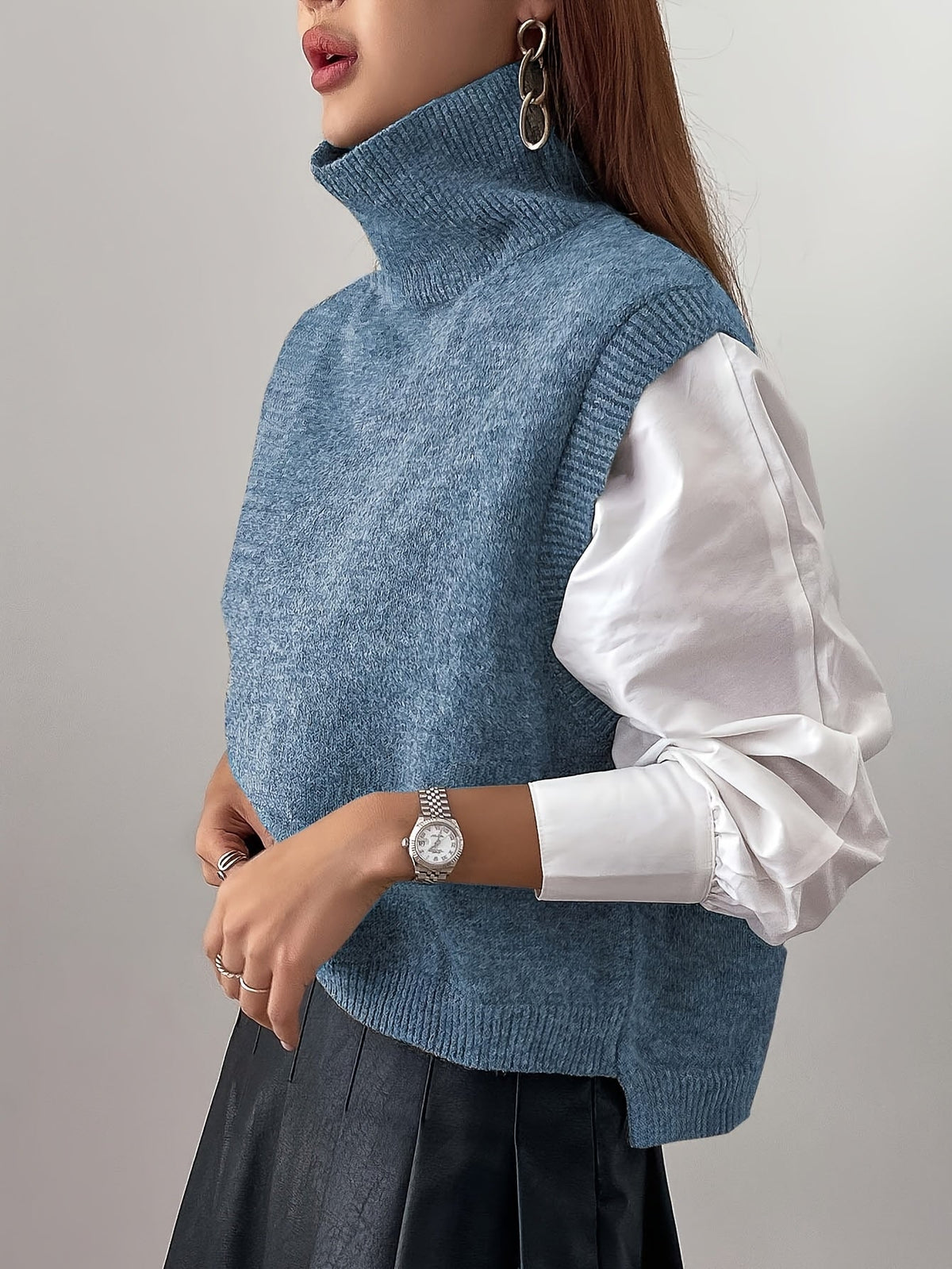 Pull sans manches à col roulé — vue 10
