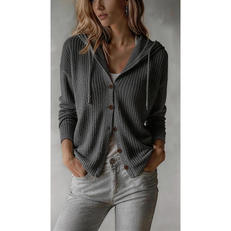 Gilet côtelé boutonné à capuche — Amielle Paris