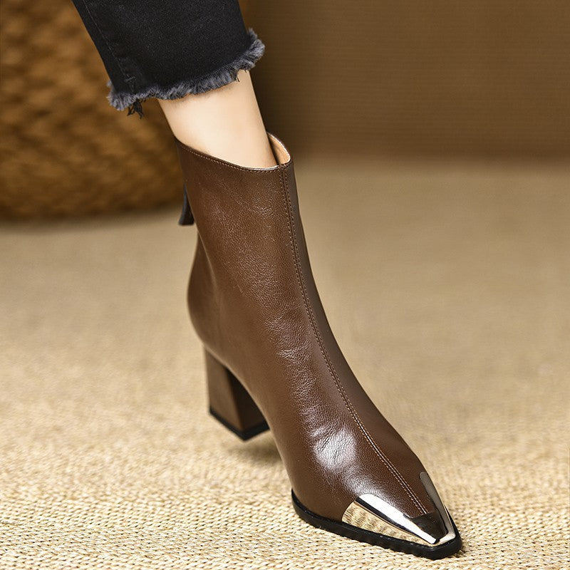 Ondine | Bottines à bout métallique et talon bloc — Amielle Paris