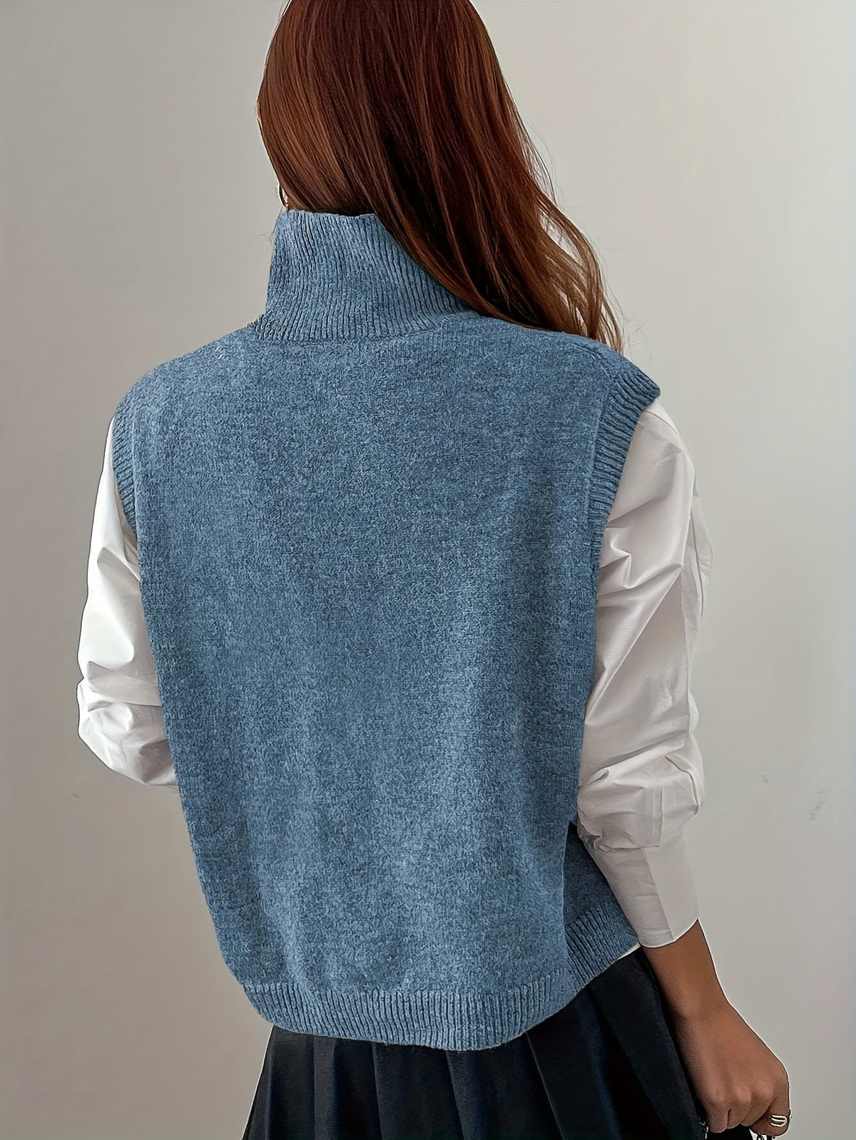 Pull sans manches côtelé à col montant — Amielle Paris