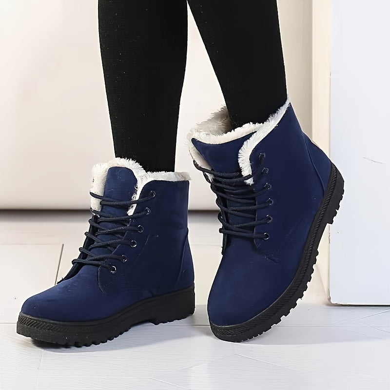Bottines d'hiver à lacets et revers polaire — Amielle Paris