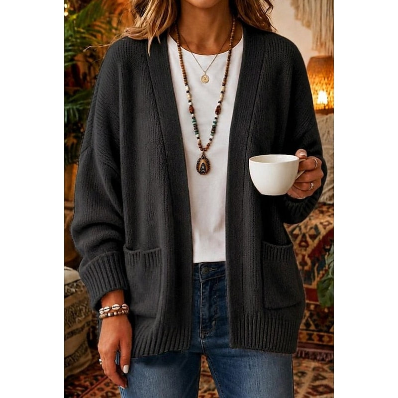 Gilet ouvert en maille avec poches devant — Amielle Paris