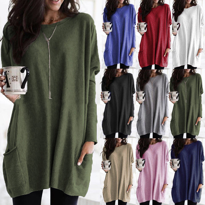 Elena — Pull long à poches latérales — Amielle Paris