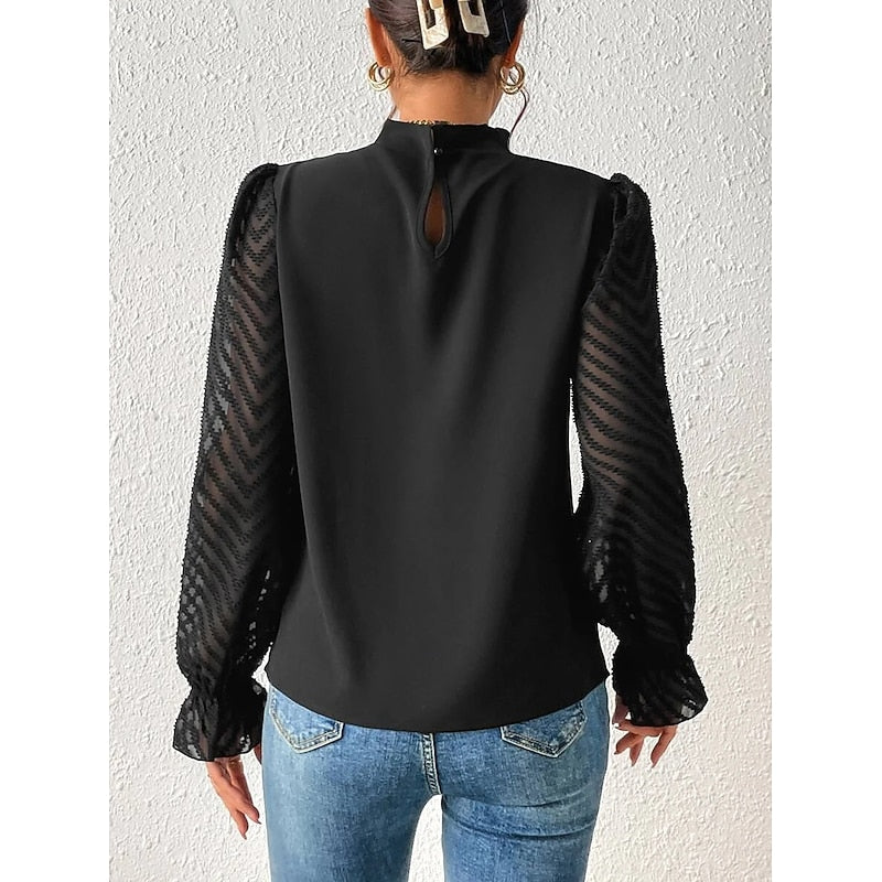 Blouse plissée à manches transparentes à chevrons — Amielle Paris