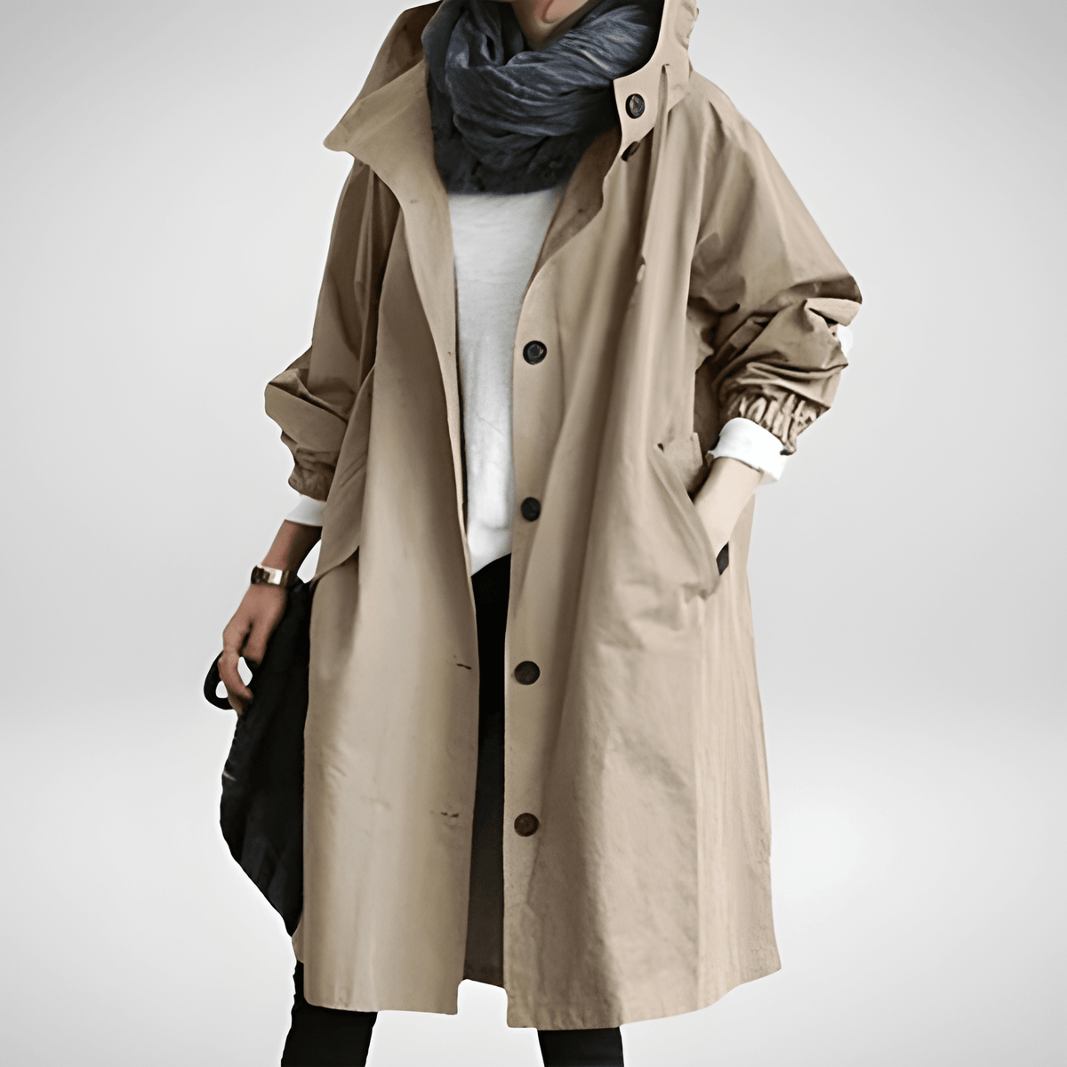 Parka ample à capuche et fermeture boutonnée — Amielle Paris