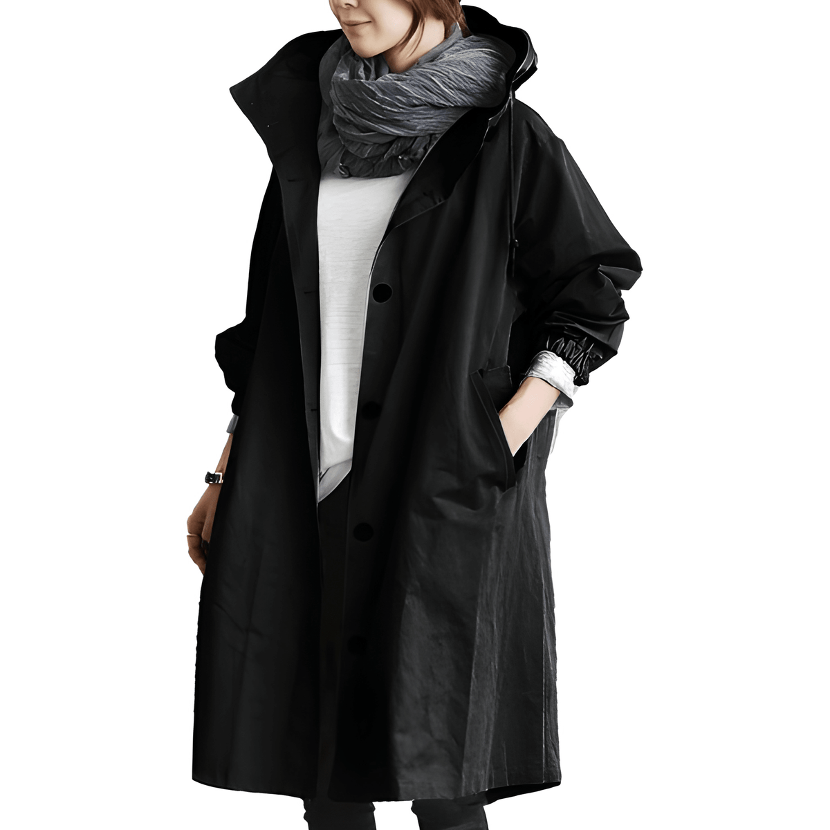 Parka ample à capuche et fermeture boutonnée — Amielle Paris