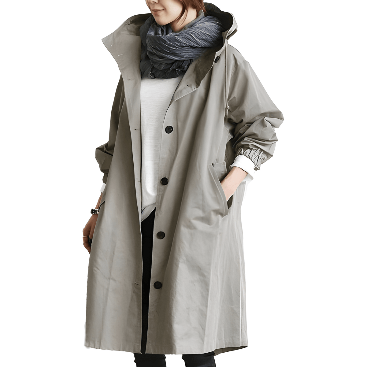 Parka ample à capuche et fermeture boutonnée — Amielle Paris