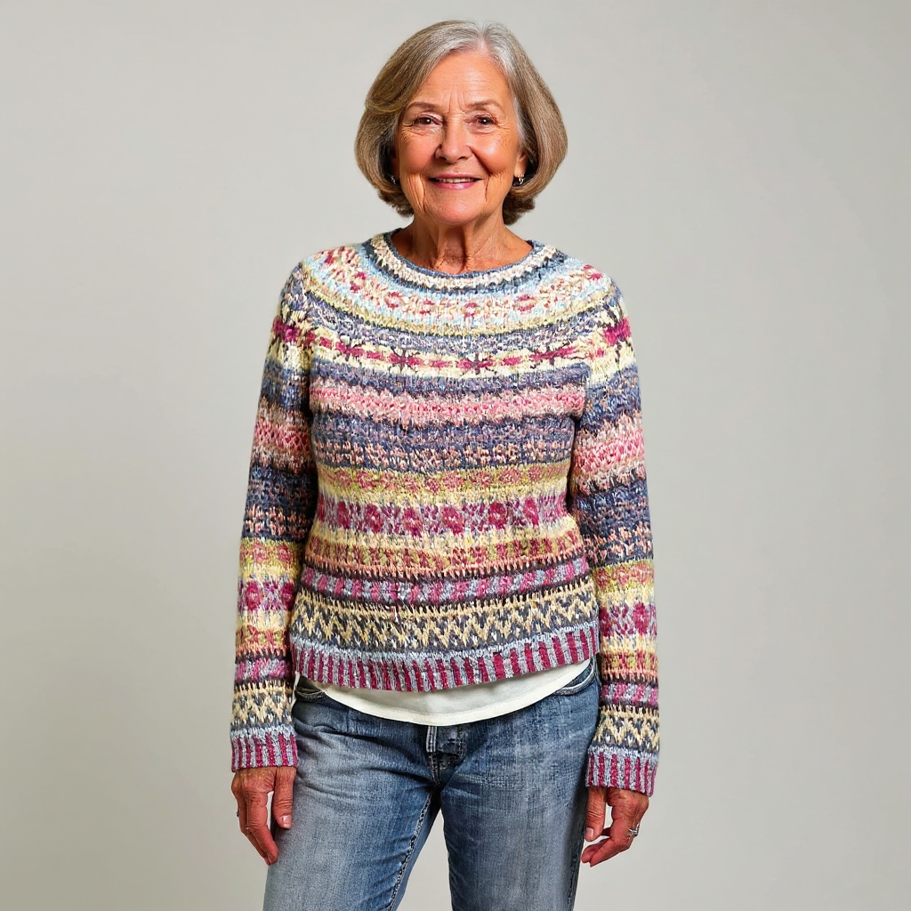 Pull à motifs nordiques multicolores pastel