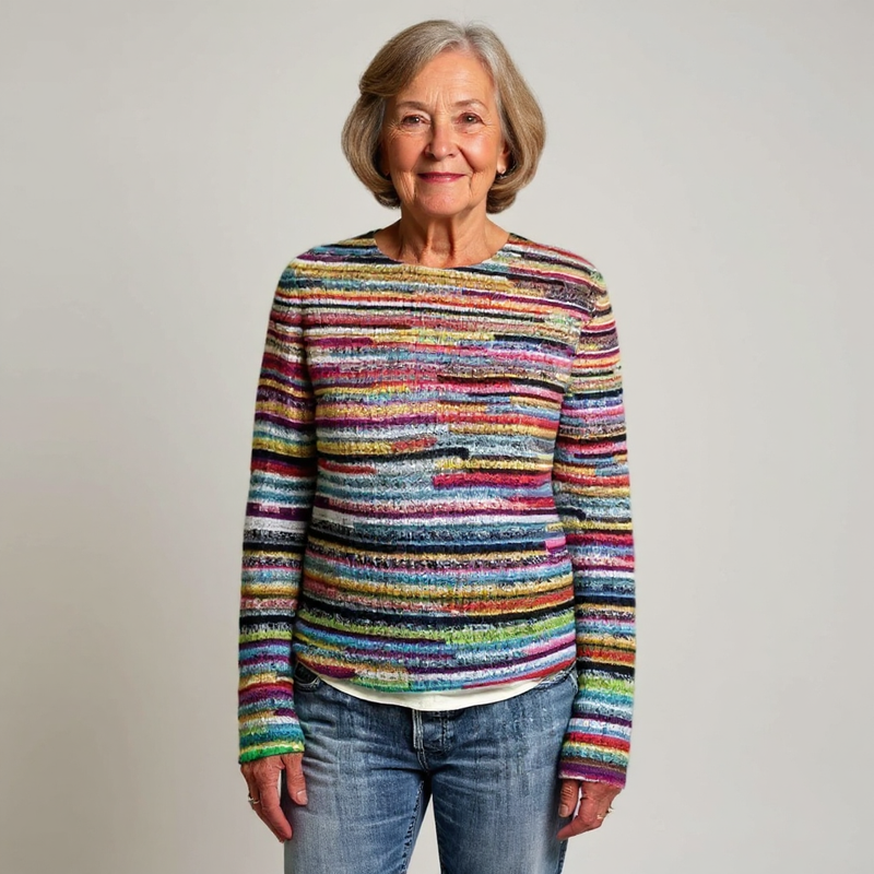 Pull à fines rayures multicolores