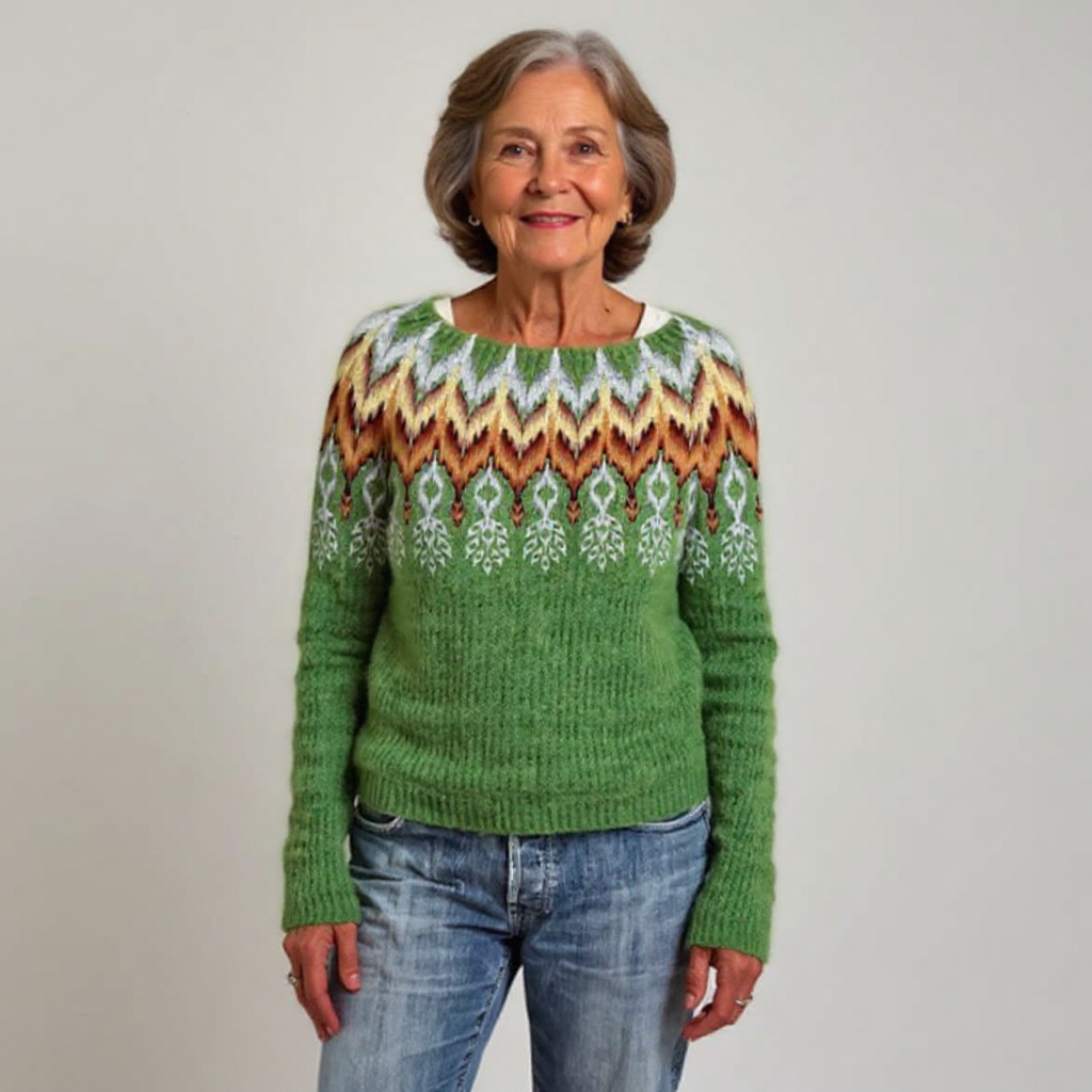 Pull vert à motifs losanges