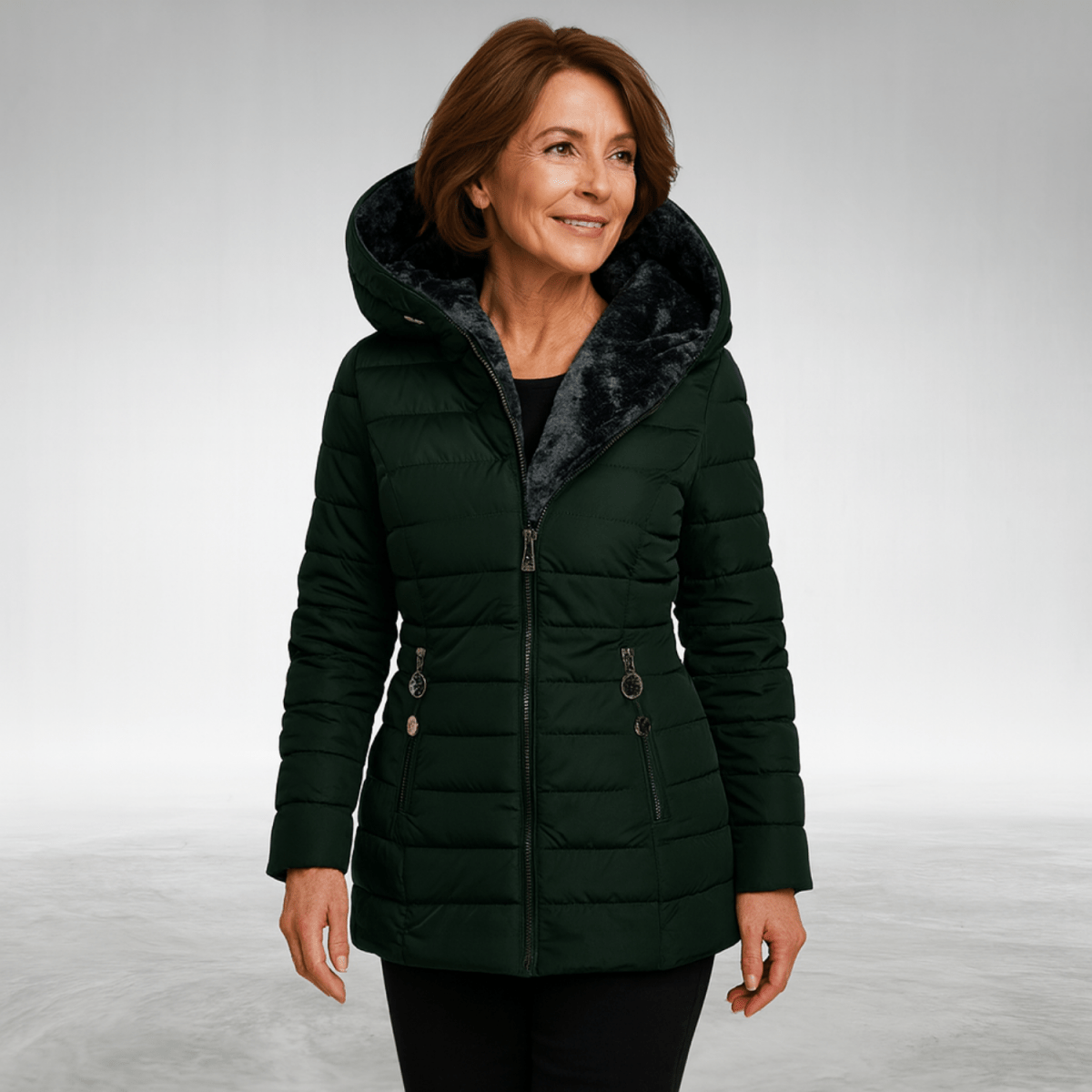 Jade — Veste matelassée à capuche doublée polaire — Amielle Paris