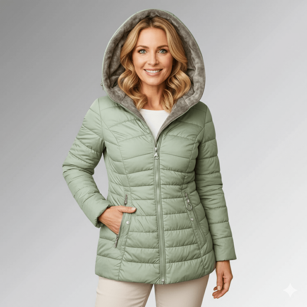 Jade — Veste matelassée à capuche doublée polaire — Amielle Paris