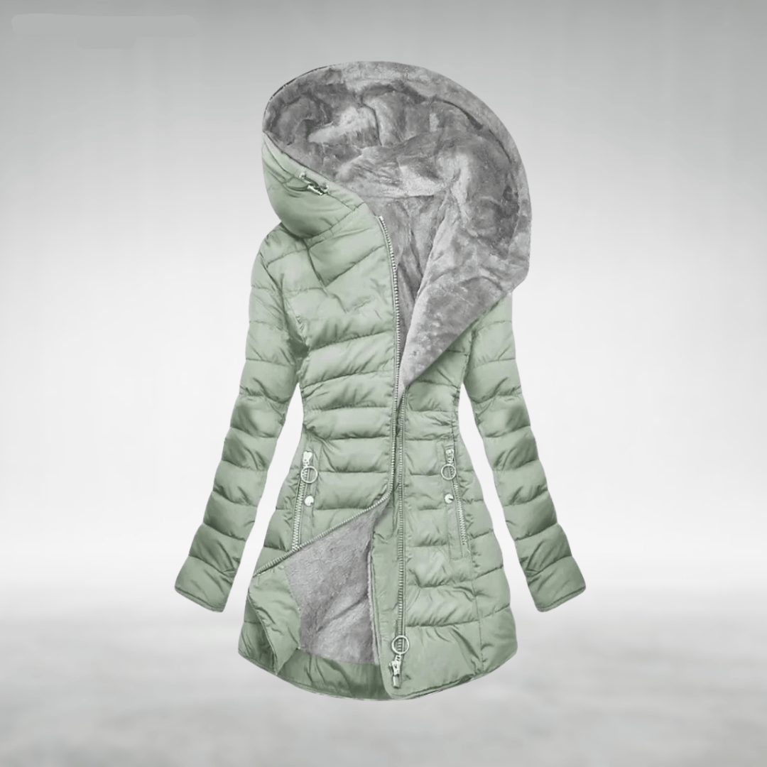 Jade — Veste matelassée à capuche doublée polaire — Amielle Paris