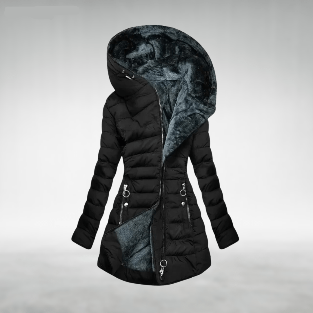 Jade — Veste matelassée à capuche doublée polaire — Amielle Paris