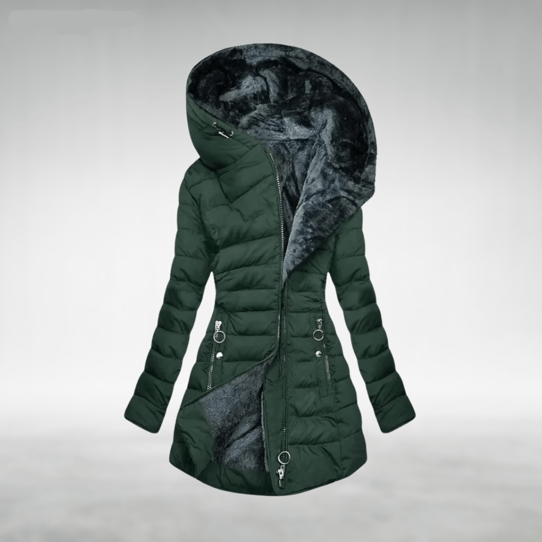 Jade — Veste matelassée à capuche doublée polaire — Amielle Paris