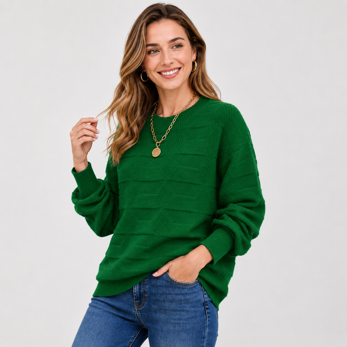 Pull texturé à manches bouffantes — Amielle Paris