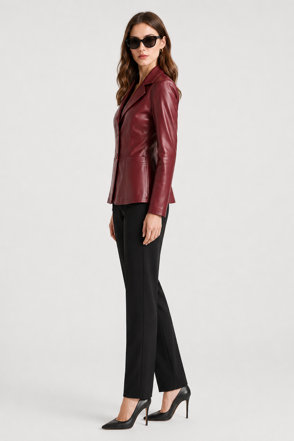 Blazer cintré à l'aspect cuir Heidi — Amielle Paris