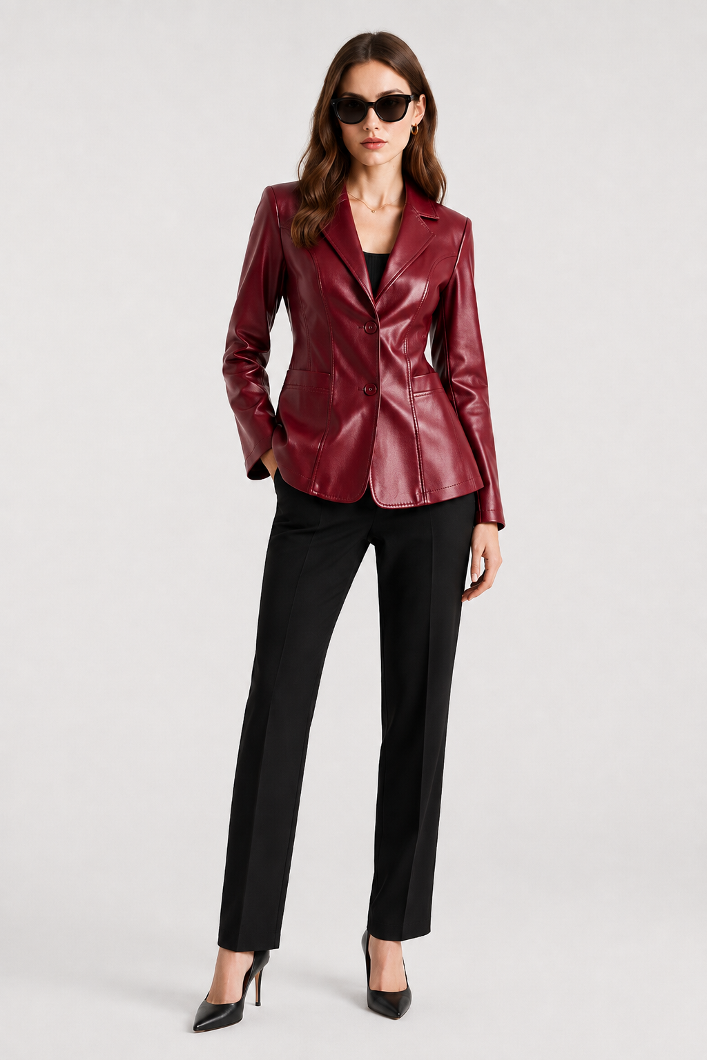 Blazer cintré à l'aspect cuir Heidi — Amielle Paris