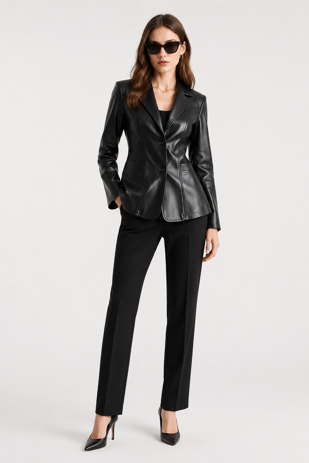 Blazer cintré à l'aspect cuir Heidi — Amielle Paris