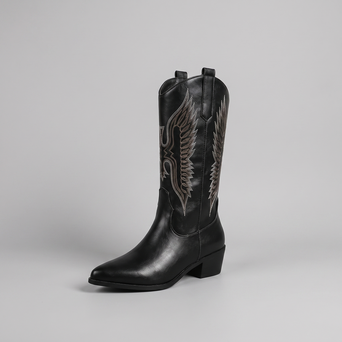 Bottes santiags brodées à talon bloc