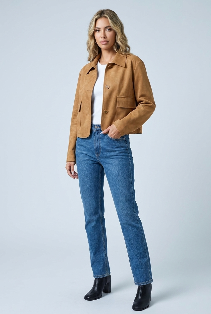Océane — Veste fluide en suédine — Amielle Paris