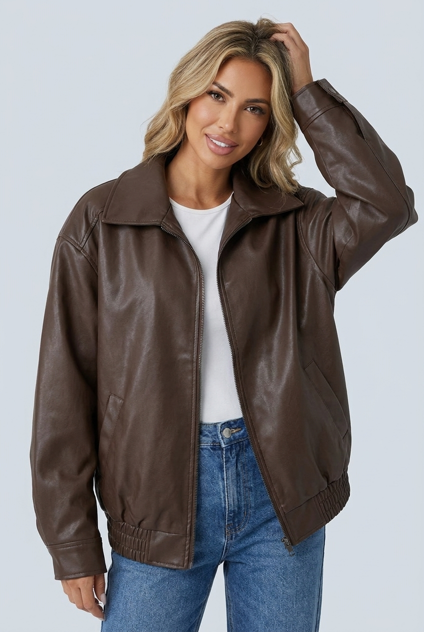 Romane — Veste zippée effet cuir à revers — Amielle Paris