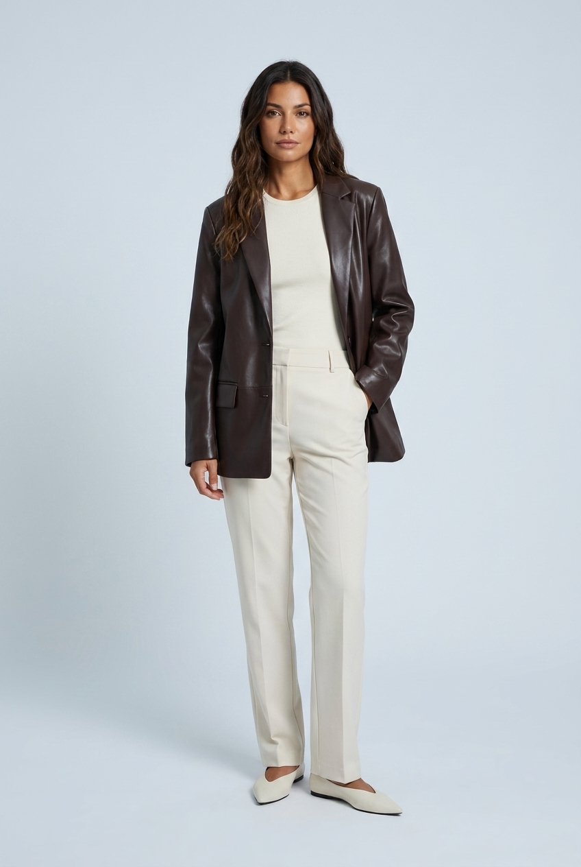 Blazer ajusté à l'aspect cuir Apolline — Amielle Paris