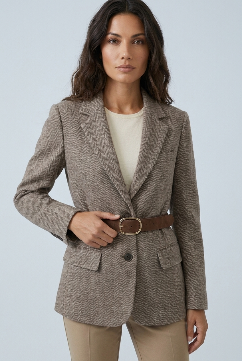 Céline — Blazer à chevrons ceinturé — Amielle Paris