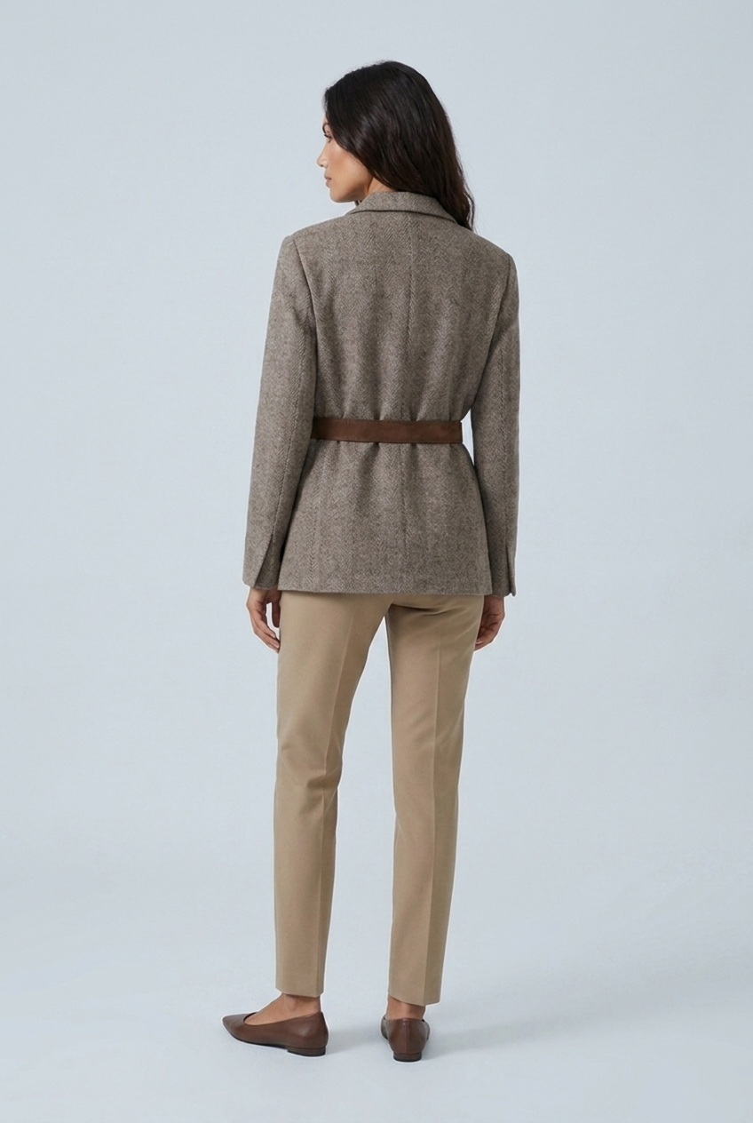 Céline — Blazer à chevrons ceinturé — Amielle Paris