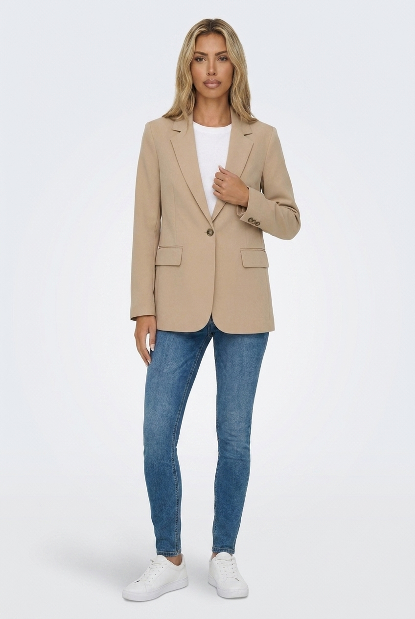 Blazer long ample à col cranté — Amielle Paris