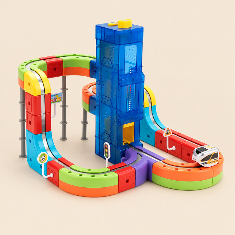 Circuit de train magnétique avec tour élévatrice — vue 1