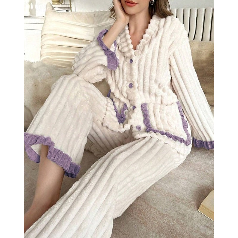 Ensemble de pyjama en polaire à volants — Amielle Paris