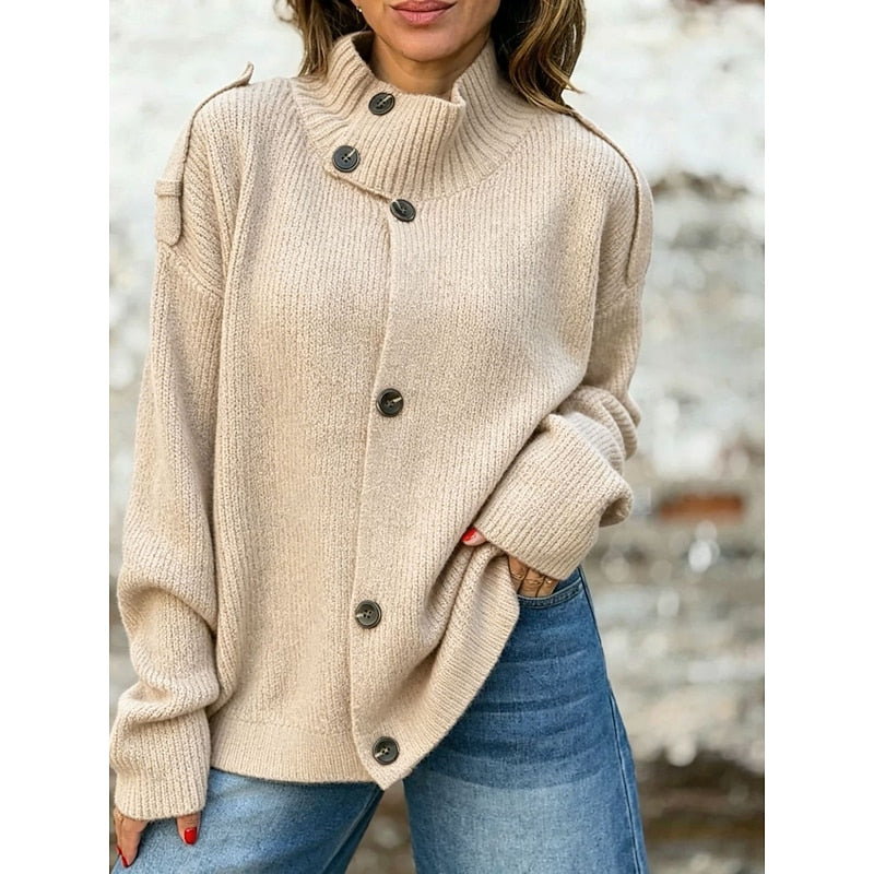 Cardigan boutonné à col montant — Amielle Paris