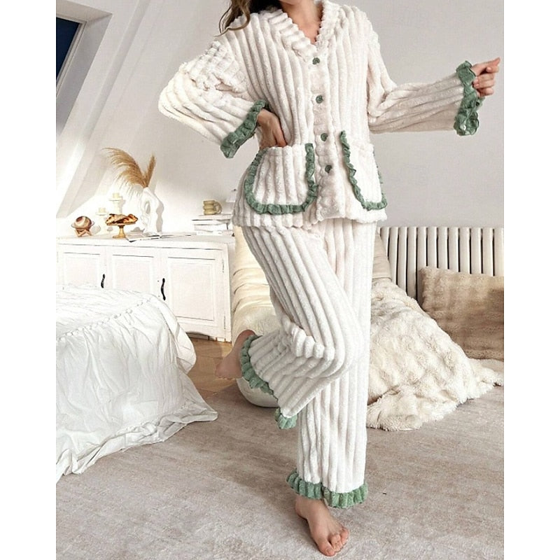 Ensemble de pyjama en polaire à volants — Amielle Paris