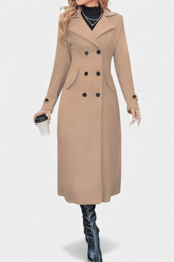 Ruby — Manteau long croisé à col cranté — Amielle Paris