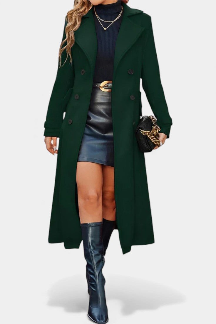 Ruby — Manteau long croisé à col cranté — Amielle Paris