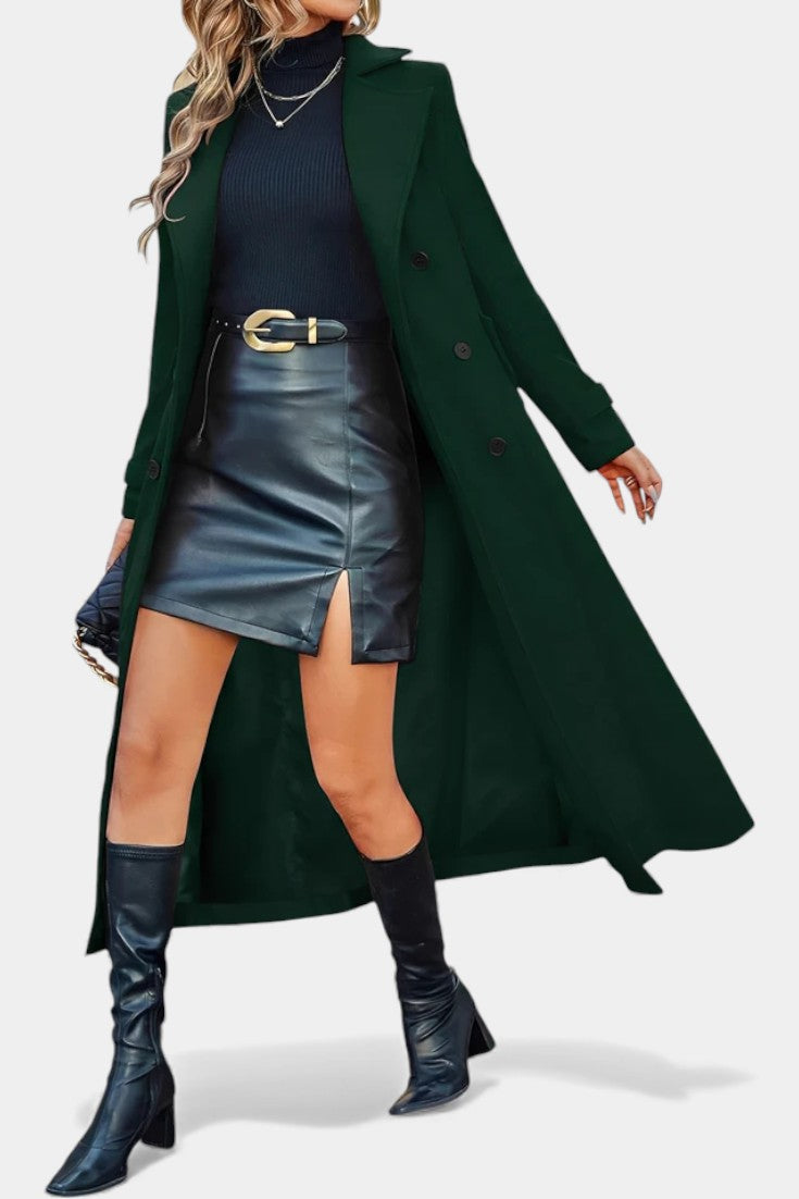 Ruby — Manteau long croisé à col cranté — Amielle Paris