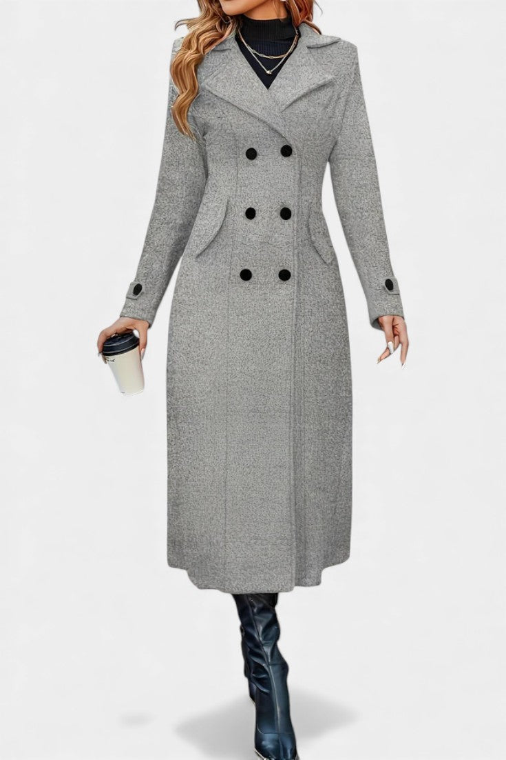 Ruby — Manteau long croisé à col cranté — Amielle Paris