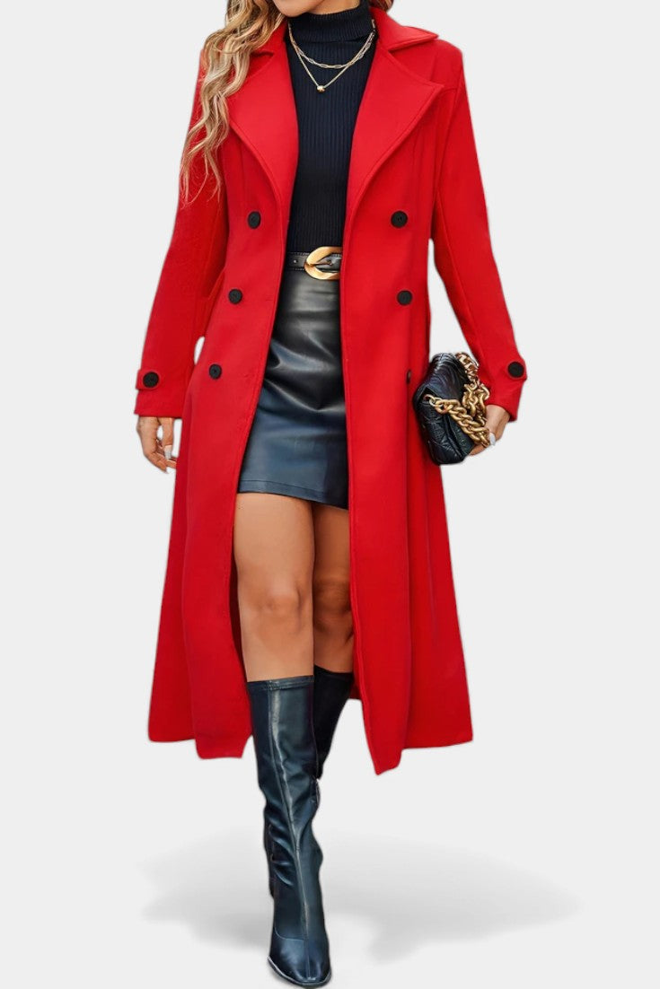 Ruby — Manteau long croisé à col cranté — Amielle Paris