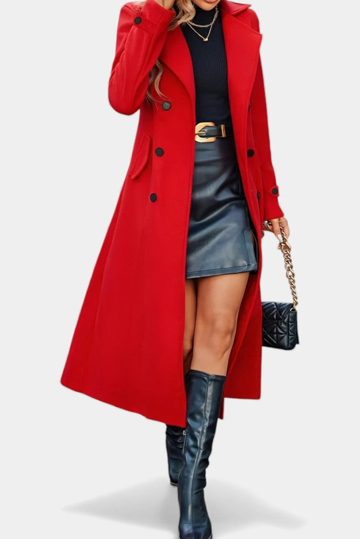 Ruby — Manteau long croisé à col cranté — Amielle Paris