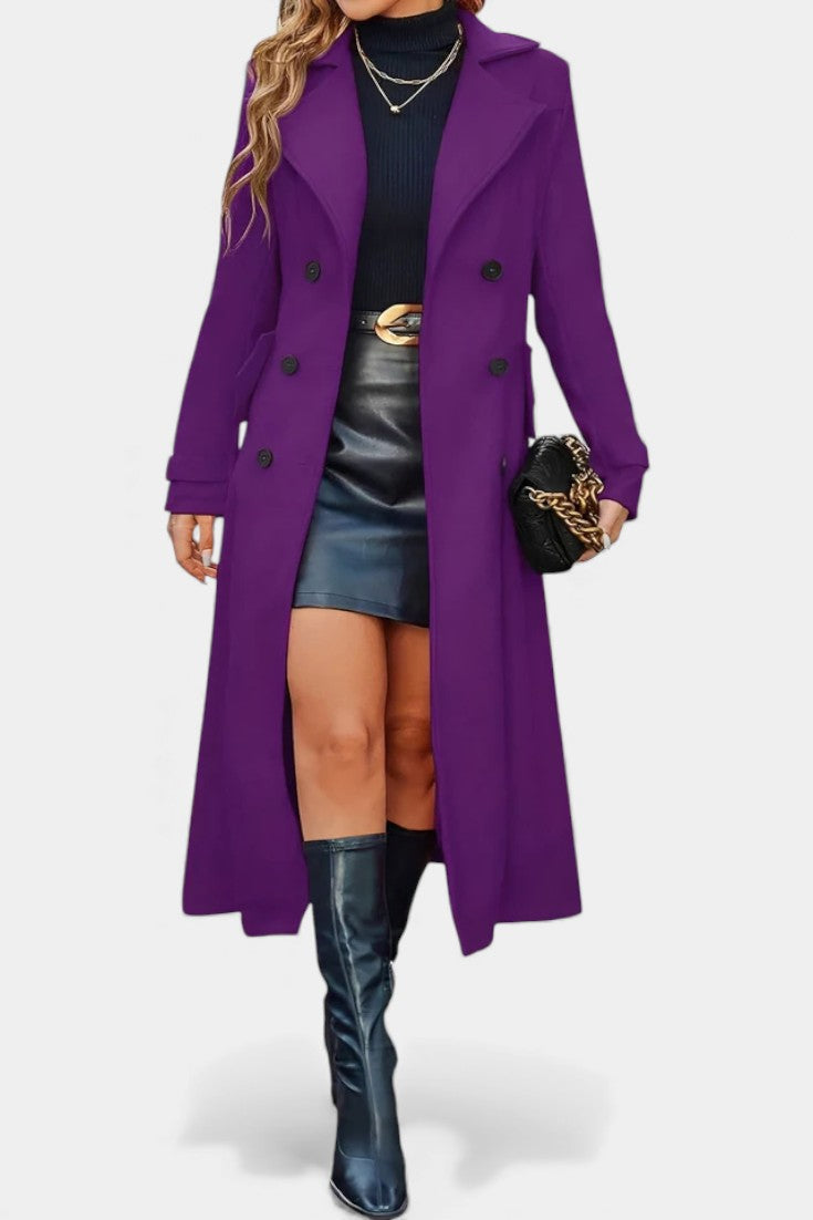 Ruby — Manteau long croisé à col cranté — Amielle Paris