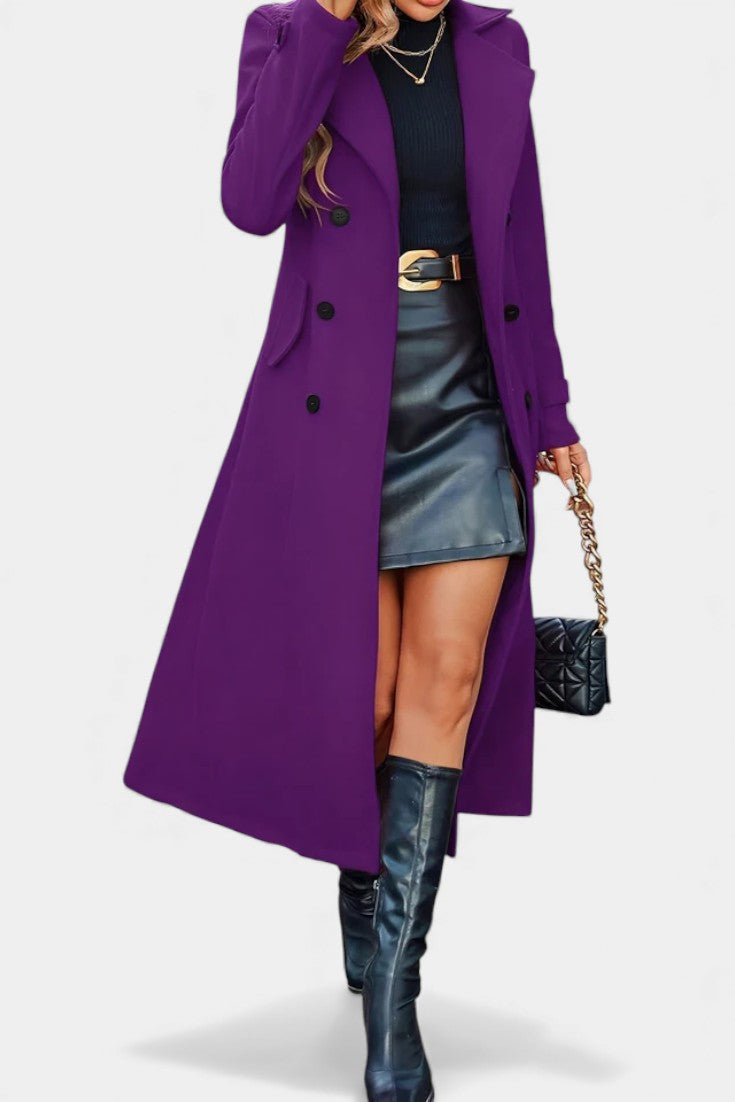 Ruby — Manteau long croisé à col cranté — Amielle Paris
