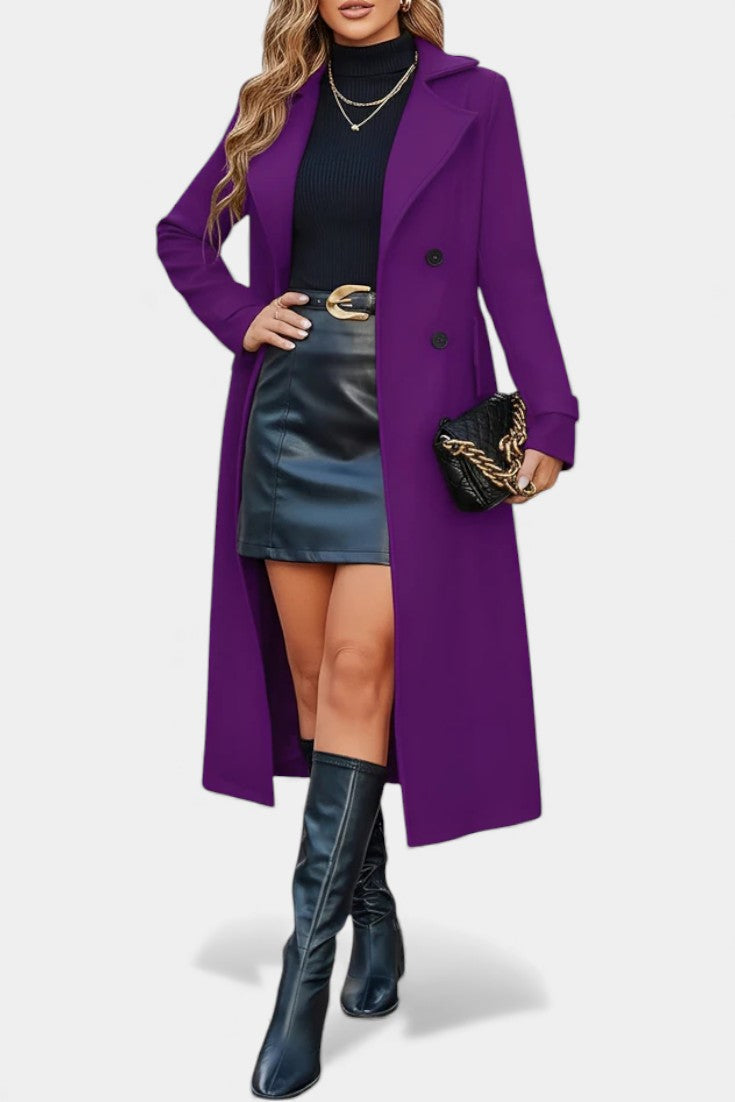 Ruby — Manteau long croisé à col cranté — Amielle Paris