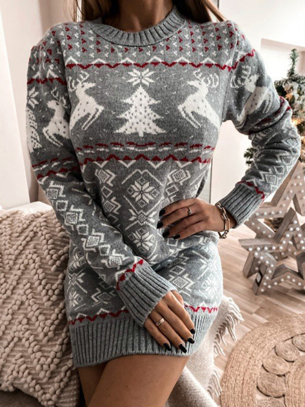 Yvonne — Robe pull de Noël en jacquard — Amielle Paris