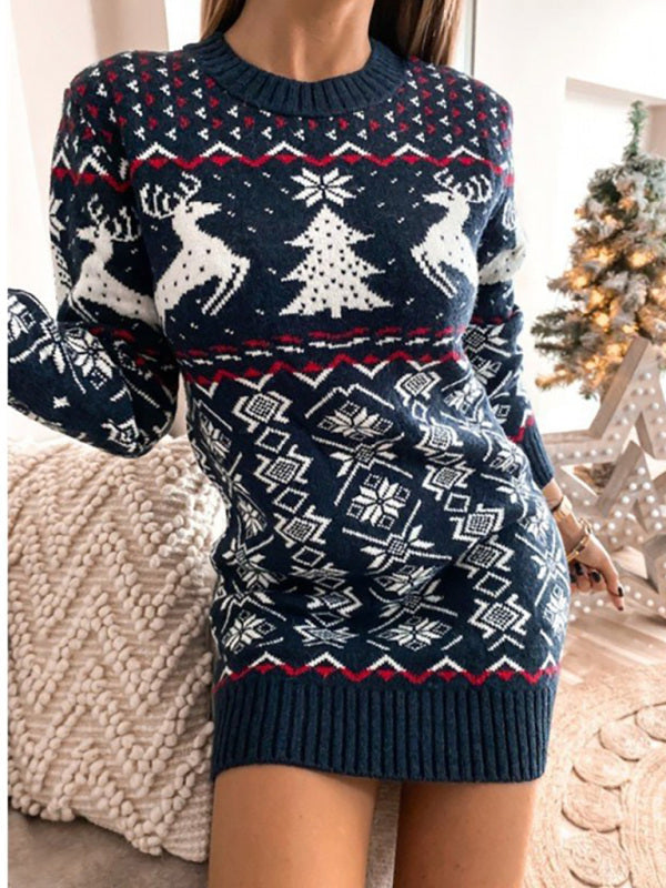 Yvonne — Robe pull de Noël en jacquard — Amielle Paris