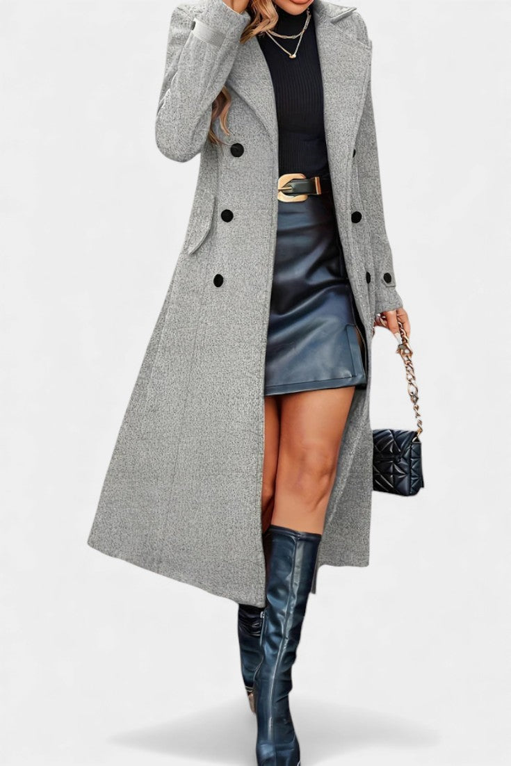 Ruby — Manteau long croisé à col cranté — Amielle Paris