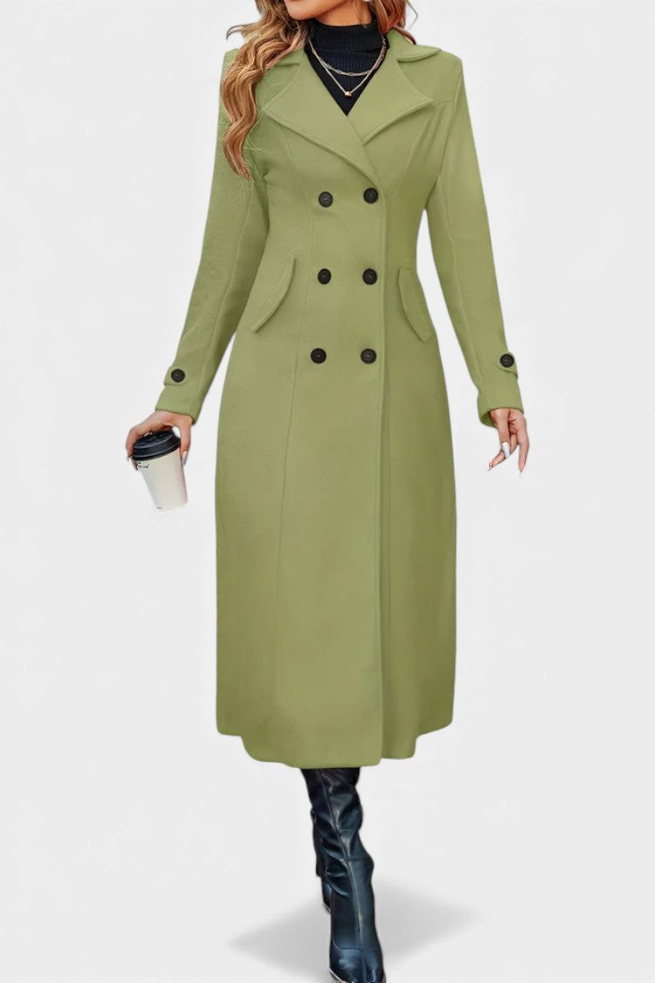 Ruby — Manteau long croisé à col cranté — Amielle Paris