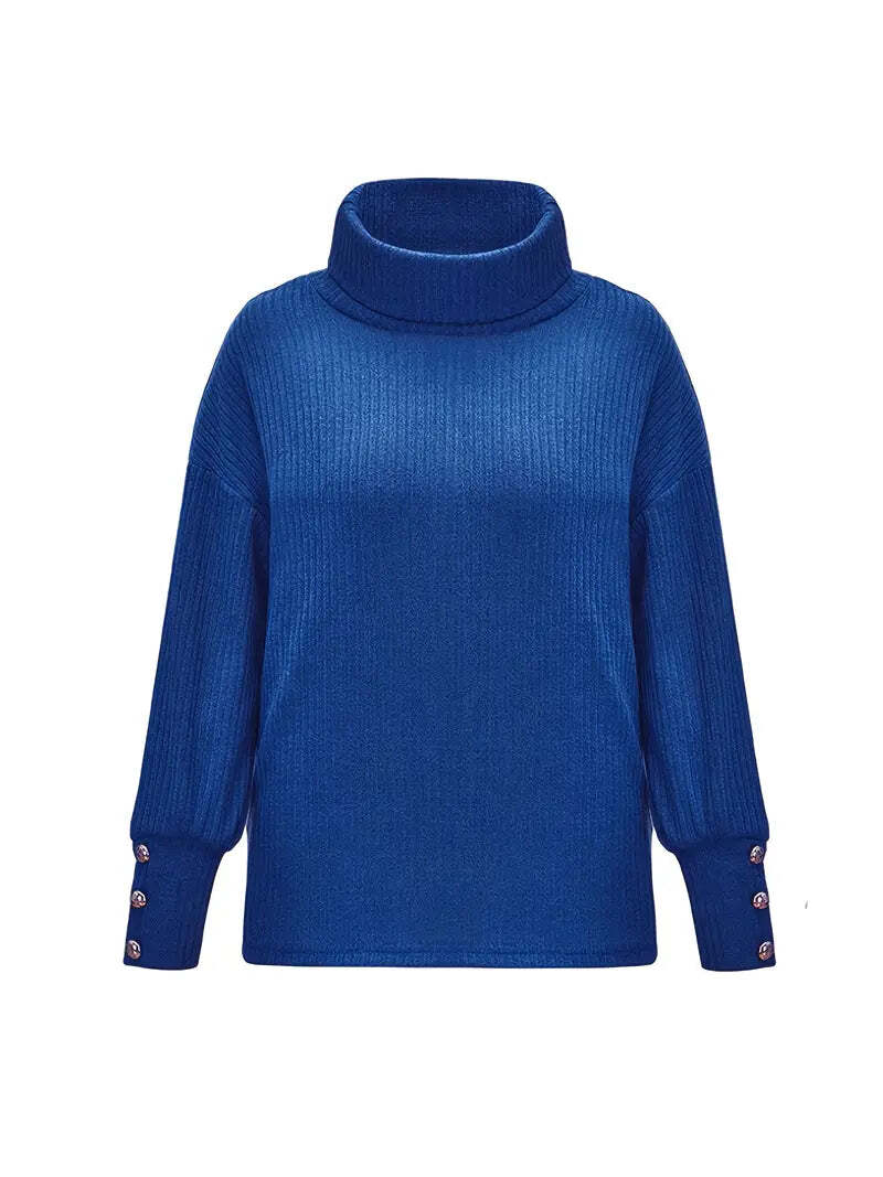 Zoé — Pull ample à col roulé et poignets boutonnés — Amielle Paris