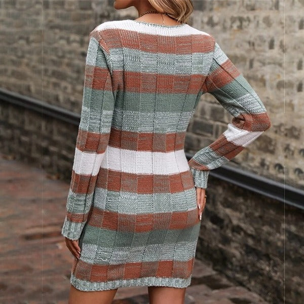 Jocelyn — Robe pull à carreaux et poches — Amielle Paris
